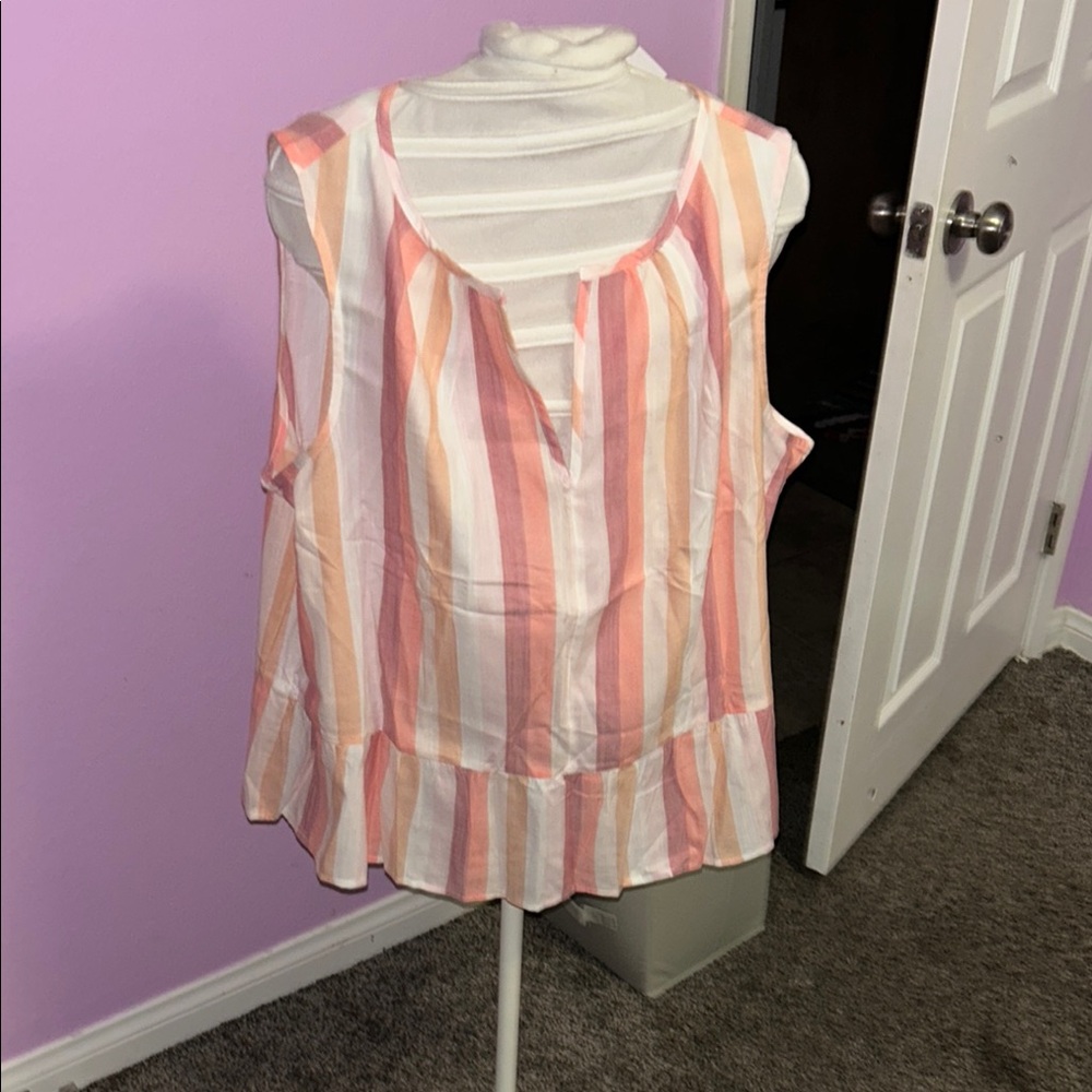 Striped Sleeveless Top - Pink and Orange